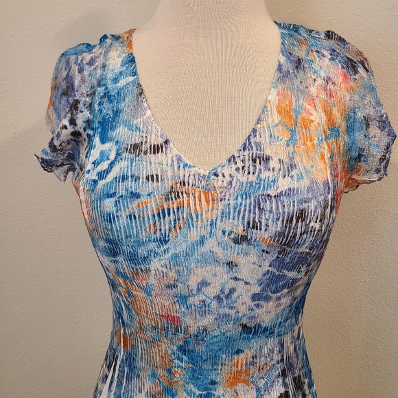 Komarov Charmeuse Floral Cap Sleeve Midi Dress - Picture 2 of 6